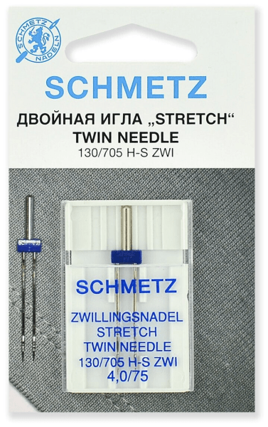 Иглы Schmetz стрейч двойные 130/705 H-S ZWI 4,0/75, 1 шт в Новочебоксарске